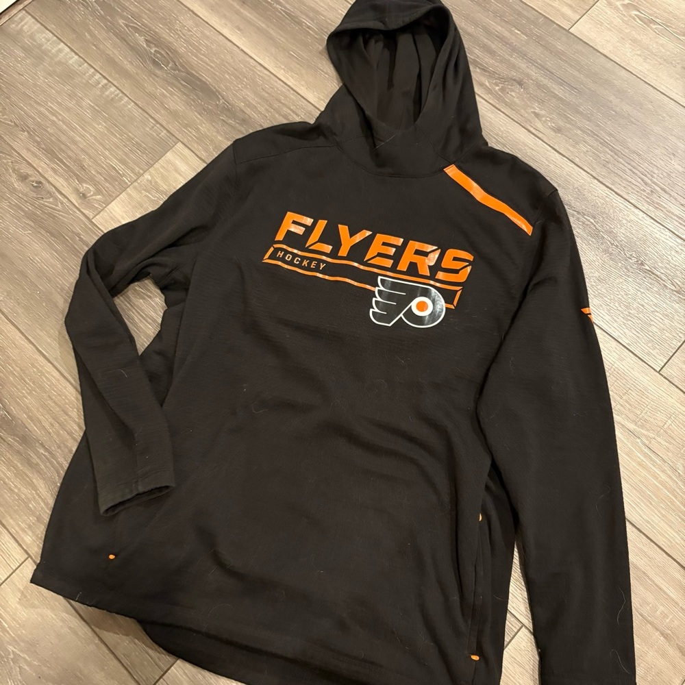 Fanatics Authentic Pro Black Orange Philadelphia Flyers Hoodie Sweater Mens XL